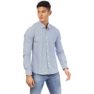 Peter Werth Mens Beasley Vertical Stripe Long-Sleeved Shirt / Navy/White